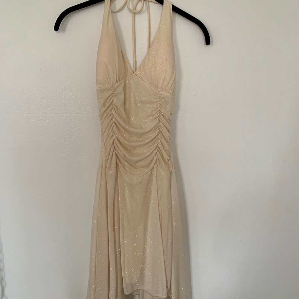 Sparkling off white winter formal sleeveless dress